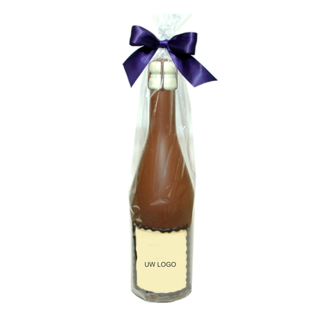 Chocolade champagnefles gepersonaliseerd