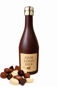 Chocolade champagnefles gepersonaliseerd